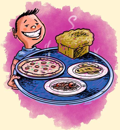 Sourdough pizza, naan bread, spaghetti